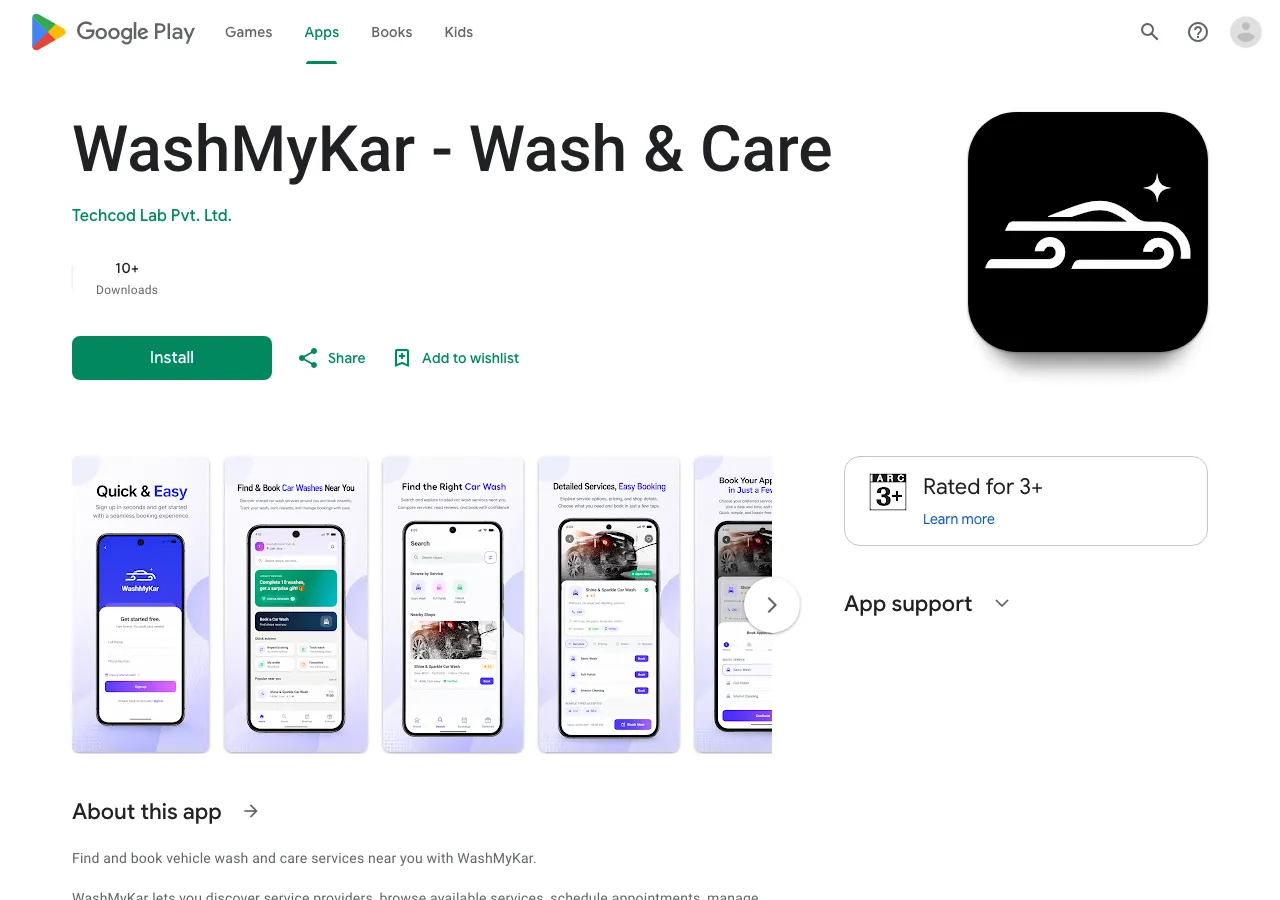 Washmykar app