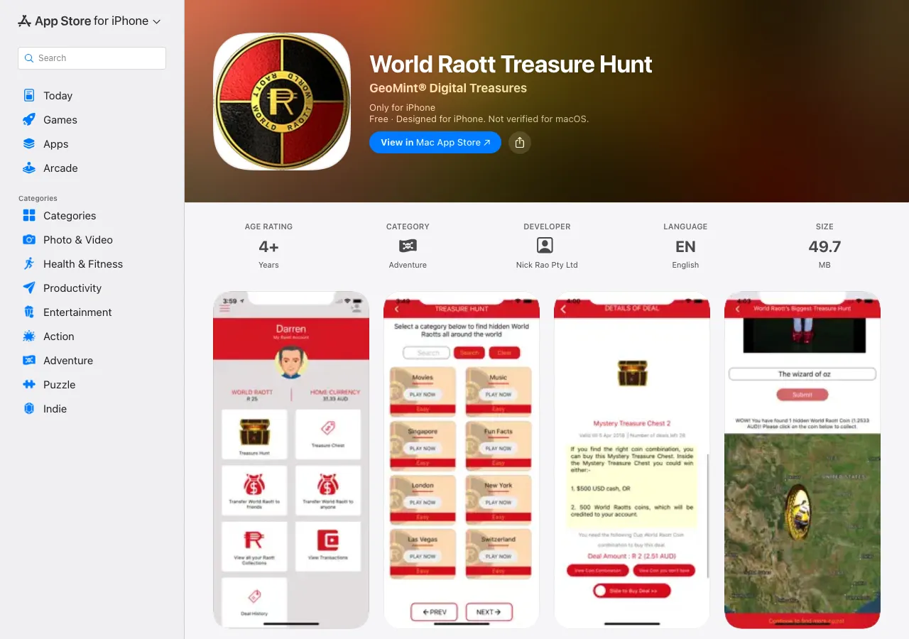 World Raott Treasure Hunt app