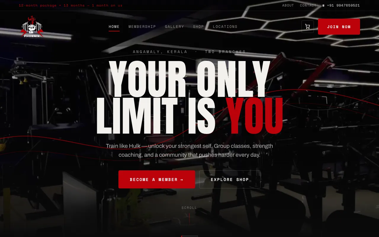 Phoenix Gym Studio website